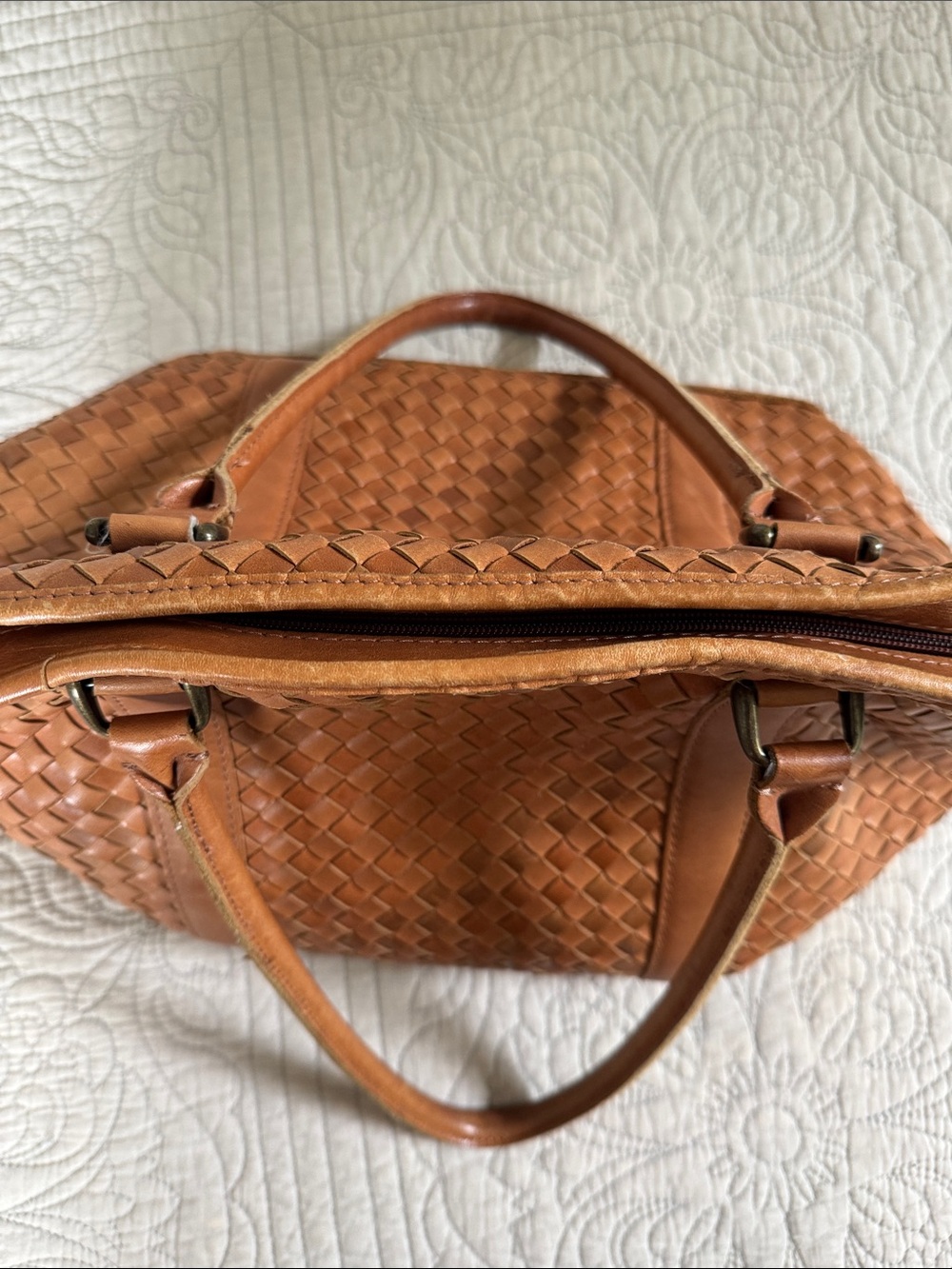 L.L. Bean Woven Leather Tote in Cognac - Picture 7 of 13